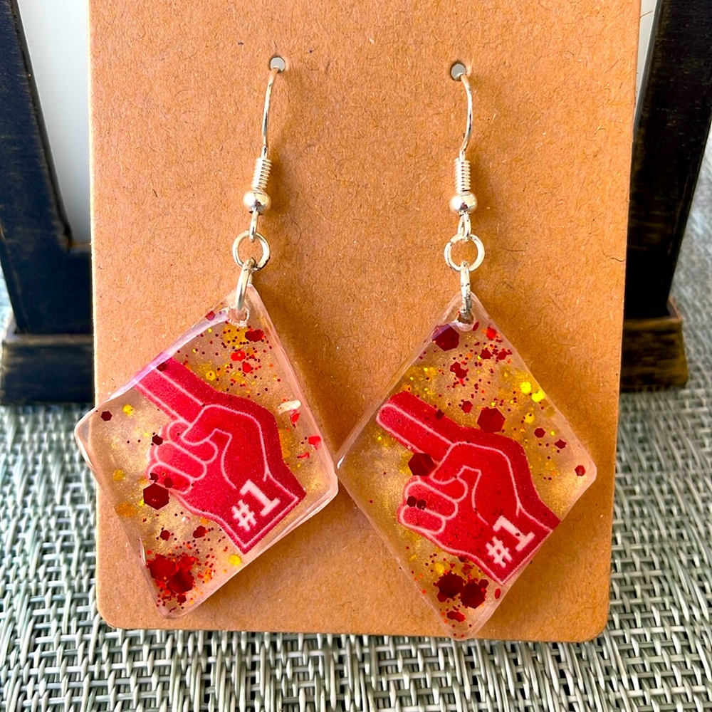 #1 Fan Sports Handmade Earrings Size Medium